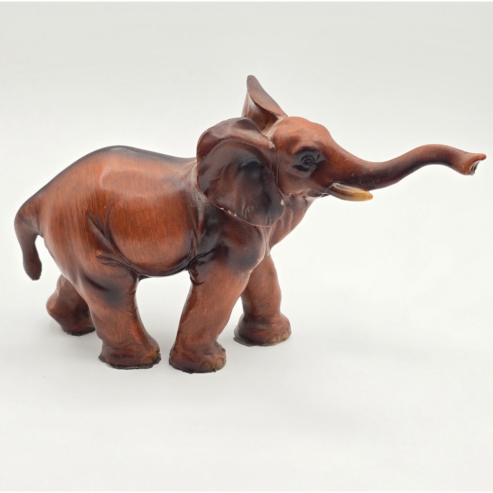 Vintage Hand Carved Wood Wooden Elephant‎ 5" Tall 8" Wide Figure Figurine